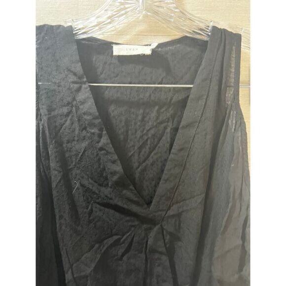 LUSH Black Cold Shoulder V Neck Faux Wrap Top XS - Picture 5 of 5